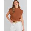 imageANRABESS Womens Mock Neck Sleeveless Sweater Vest Casual Cap Sleeve Knit Pullover Tank Tops 2025 Spring Summer ClothesRust