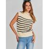 imageANRABESS Womens Mock Neck Sleeveless Sweater Vest Casual Cap Sleeve Knit Pullover Tank Tops 2025 Spring Summer ClothesStripe Beige