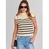 imageANRABESS Womens Mock Neck Sleeveless Sweater Vest Casual Cap Sleeve Knit Pullover Tank Tops 2025 Spring Summer ClothesStripe Beige