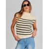 imageANRABESS Womens Mock Neck Sleeveless Sweater Vest Casual Cap Sleeve Knit Pullover Tank Tops 2025 Spring Summer ClothesStripe Beige