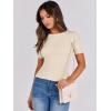 imageANRABESS Womens Short Sleeve Crewneck T Shirt Ribbed Knit Sweater Shirts Slim Fit Basic Casual Spring Summer Sweater Tee TopsApricot