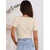 imageANRABESS Womens Short Sleeve Crewneck T Shirt Ribbed Knit Sweater Shirts Slim Fit Basic Casual Spring Summer Sweater Tee TopsApricot