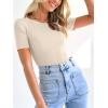 imageANRABESS Womens Short Sleeve Crewneck T Shirt Ribbed Knit Sweater Shirts Slim Fit Basic Casual Spring Summer Sweater Tee TopsApricot