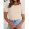 imageANRABESS Womens Short Sleeve Crewneck T Shirt Ribbed Knit Sweater Shirts Slim Fit Basic Casual Spring Summer Sweater Tee TopsApricot