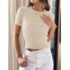 imageANRABESS Womens Short Sleeve Crewneck T Shirt Ribbed Knit Sweater Shirts Slim Fit Basic Casual Spring Summer Sweater Tee TopsApricot