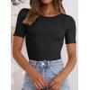 imageANRABESS Womens Short Sleeve Crewneck T Shirt Ribbed Knit Sweater Shirts Slim Fit Basic Casual Spring Summer Sweater Tee TopsBlack