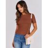 imageANRABESS Womens Short Sleeve Crewneck T Shirt Ribbed Knit Sweater Shirts Slim Fit Basic Casual Spring Summer Sweater Tee TopsBrown
