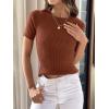 imageANRABESS Womens Short Sleeve Crewneck T Shirt Ribbed Knit Sweater Shirts Slim Fit Basic Casual Spring Summer Sweater Tee TopsBrown