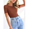 imageANRABESS Womens Short Sleeve Crewneck T Shirt Ribbed Knit Sweater Shirts Slim Fit Basic Casual Spring Summer Sweater Tee TopsBrown