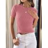 imageANRABESS Womens Short Sleeve Crewneck T Shirt Ribbed Knit Sweater Shirts Slim Fit Basic Casual Spring Summer Sweater Tee TopsCoral
