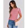 imageANRABESS Womens Short Sleeve Crewneck T Shirt Ribbed Knit Sweater Shirts Slim Fit Basic Casual Spring Summer Sweater Tee TopsCoral