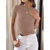 imageANRABESS Womens Short Sleeve Crewneck T Shirt Ribbed Knit Sweater Shirts Slim Fit Basic Casual Spring Summer Sweater Tee TopsKhaki