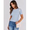 imageANRABESS Womens Short Sleeve Crewneck T Shirt Ribbed Knit Sweater Shirts Slim Fit Basic Casual Spring Summer Sweater Tee TopsLight Blue