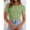 imageANRABESS Womens Short Sleeve Crewneck T Shirt Ribbed Knit Sweater Shirts Slim Fit Basic Casual Spring Summer Sweater Tee TopsLight Green