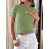 imageANRABESS Womens Short Sleeve Crewneck T Shirt Ribbed Knit Sweater Shirts Slim Fit Basic Casual Spring Summer Sweater Tee TopsLight Green