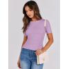 imageANRABESS Womens Short Sleeve Crewneck T Shirt Ribbed Knit Sweater Shirts Slim Fit Basic Casual Spring Summer Sweater Tee TopsLight Purple