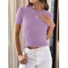 imageANRABESS Womens Short Sleeve Crewneck T Shirt Ribbed Knit Sweater Shirts Slim Fit Basic Casual Spring Summer Sweater Tee TopsLight Purple
