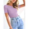 imageANRABESS Womens Short Sleeve Crewneck T Shirt Ribbed Knit Sweater Shirts Slim Fit Basic Casual Spring Summer Sweater Tee TopsLight Purple