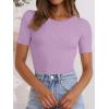 imageANRABESS Womens Short Sleeve Crewneck T Shirt Ribbed Knit Sweater Shirts Slim Fit Basic Casual Spring Summer Sweater Tee TopsLight Purple
