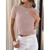 imageANRABESS Womens Short Sleeve Crewneck T Shirt Ribbed Knit Sweater Shirts Slim Fit Basic Casual Spring Summer Sweater Tee TopsPink