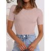 imageANRABESS Womens Short Sleeve Crewneck T Shirt Ribbed Knit Sweater Shirts Slim Fit Basic Casual Spring Summer Sweater Tee TopsPink