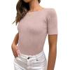 imageANRABESS Womens Short Sleeve Crewneck T Shirt Ribbed Knit Sweater Shirts Slim Fit Basic Casual Spring Summer Sweater Tee TopsPink