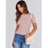 imageANRABESS Womens Short Sleeve Crewneck T Shirt Ribbed Knit Sweater Shirts Slim Fit Basic Casual Spring Summer Sweater Tee TopsPink