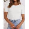 imageANRABESS Womens Short Sleeve Crewneck T Shirt Ribbed Knit Sweater Shirts Slim Fit Basic Casual Spring Summer Sweater Tee TopsWhite