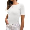 imageANRABESS Womens Short Sleeve Crewneck T Shirt Ribbed Knit Sweater Shirts Slim Fit Basic Casual Spring Summer Sweater Tee TopsWhite