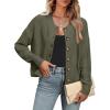 imageANRABESS Women Knit Cardigans Sweater Open Front Button Down Long Sleeve Cropped Lady Jacket Outwear 2025 Spring OutfitsArmy Green