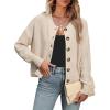 imageANRABESS Women Knit Cardigans Sweater Open Front Button Down Long Sleeve Cropped Lady Jacket Outwear 2025 Spring OutfitsBegie
