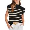 imageANRABESS Womens Mock Neck Sleeveless Sweater Vest Casual Cap Sleeve Knit Pullover Tank Tops 2025 Spring Summer ClothesStripe Black