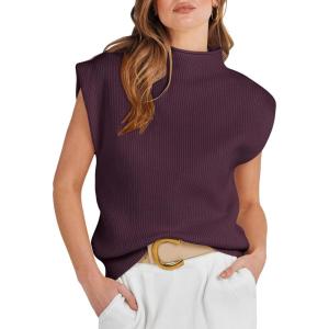 imageANRABESS Womens Mock Neck Sleeveless Sweater Vest Casual Cap Sleeve Knit Pullover Tank Tops 2025 Spring Summer ClothesDeep Purple