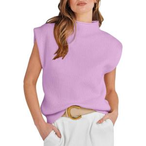 imageANRABESS Womens Mock Neck Sleeveless Sweater Vest Casual Cap Sleeve Knit Pullover Tank Tops 2025 Spring Summer ClothesPurple