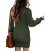 imageANRABESS Women Long Sleeve Turtle Mock Neck Rib Knit Stretch Slim Fitted Bodycon Sweater Mini Short Dress 2024 Fall OutfitsArmy Green