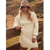 imageANRABESS Women Long Sleeve Turtle Mock Neck Rib Knit Stretch Slim Fitted Bodycon Sweater Mini Short Dress 2024 Fall OutfitsBeige
