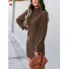 imageANRABESS Women Long Sleeve Turtle Mock Neck Rib Knit Stretch Slim Fitted Bodycon Sweater Mini Short Dress 2024 Fall OutfitsBrown