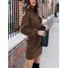 imageANRABESS Women Long Sleeve Turtle Mock Neck Rib Knit Stretch Slim Fitted Bodycon Sweater Mini Short Dress 2024 Fall OutfitsBrown