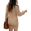 imageANRABESS Women Long Sleeve Turtle Mock Neck Rib Knit Stretch Slim Fitted Bodycon Sweater Mini Short Dress 2024 Fall OutfitsCamel