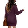 imageANRABESS Women Long Sleeve Turtle Mock Neck Rib Knit Stretch Slim Fitted Bodycon Sweater Mini Short Dress 2024 Fall OutfitsDeep Purple