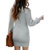 imageANRABESS Women Long Sleeve Turtle Mock Neck Rib Knit Stretch Slim Fitted Bodycon Sweater Mini Short Dress 2024 Fall OutfitsGray