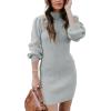 imageANRABESS Women Long Sleeve Turtle Mock Neck Rib Knit Stretch Slim Fitted Bodycon Sweater Mini Short Dress 2024 Fall OutfitsGray