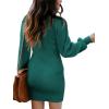 imageANRABESS Women Long Sleeve Turtle Mock Neck Rib Knit Stretch Slim Fitted Bodycon Sweater Mini Short Dress 2024 Fall OutfitsGreen