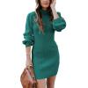 imageANRABESS Women Long Sleeve Turtle Mock Neck Rib Knit Stretch Slim Fitted Bodycon Sweater Mini Short Dress 2024 Fall OutfitsGreen