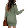 imageANRABESS Women Long Sleeve Turtle Mock Neck Rib Knit Stretch Slim Fitted Bodycon Sweater Mini Short Dress 2024 Fall OutfitsGreen Gray