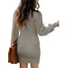 imageANRABESS Women Long Sleeve Turtle Mock Neck Rib Knit Stretch Slim Fitted Bodycon Sweater Mini Short Dress 2024 Fall OutfitsLight Gray Green