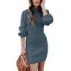 imageANRABESS Women Long Sleeve Turtle Mock Neck Rib Knit Stretch Slim Fitted Bodycon Sweater Mini Short Dress 2024 Fall OutfitsNavy
