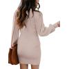 imageANRABESS Women Long Sleeve Turtle Mock Neck Rib Knit Stretch Slim Fitted Bodycon Sweater Mini Short Dress 2024 Fall OutfitsPink