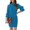 imageANRABESS Women Long Sleeve Turtle Mock Neck Rib Knit Stretch Slim Fitted Bodycon Sweater Mini Short Dress 2024 Fall OutfitsRoyal Blue
