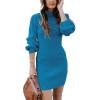 imageANRABESS Women Long Sleeve Turtle Mock Neck Rib Knit Stretch Slim Fitted Bodycon Sweater Mini Short Dress 2024 Fall OutfitsRoyal Blue